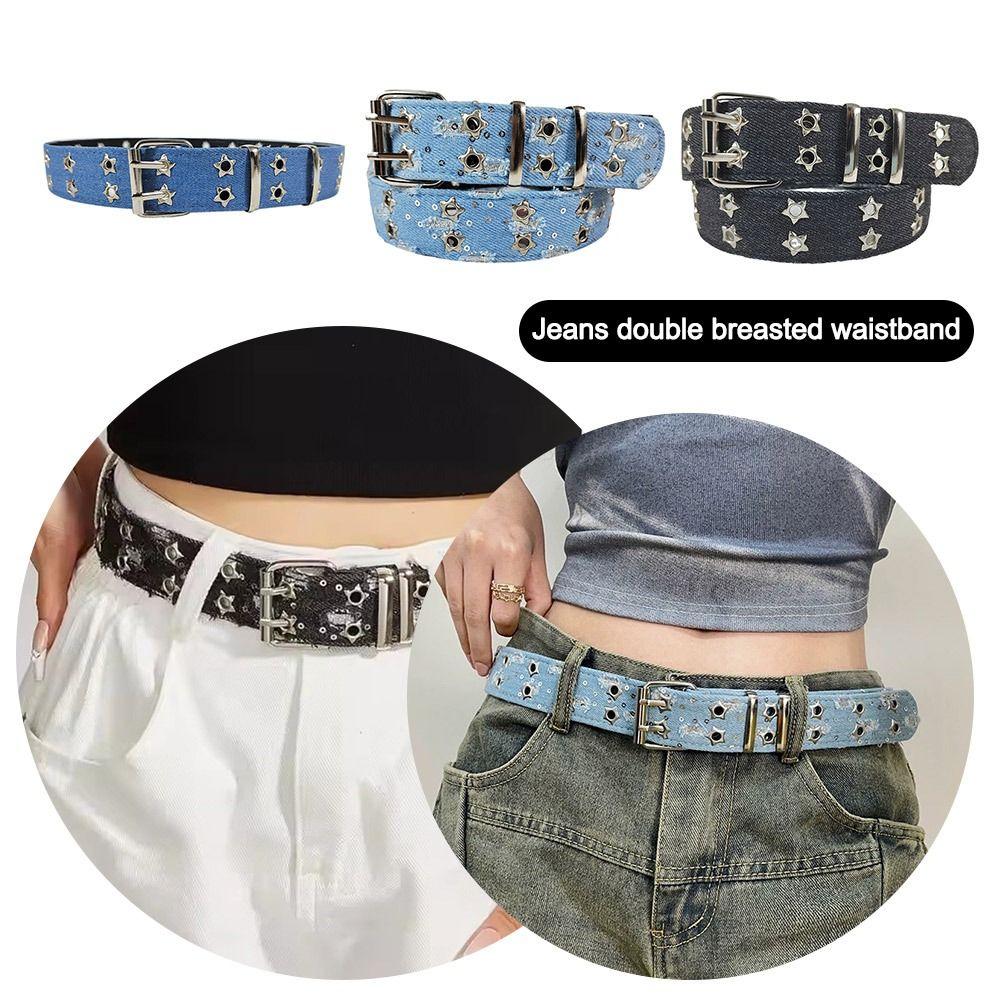 Pop Punk Denim Dopamine Style Jeans Belt Gothic Waist Belt For Men Women All-Match Coat Dress