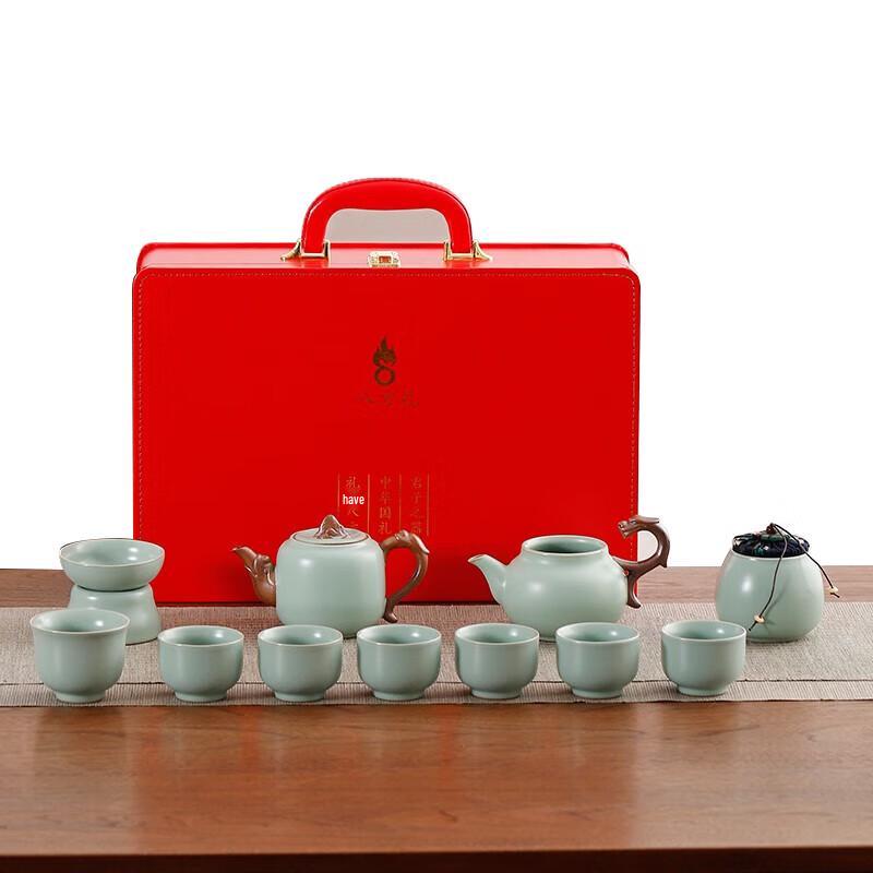 Bafangli Dragon Series 12-Piece Celadon Green Tea Set
