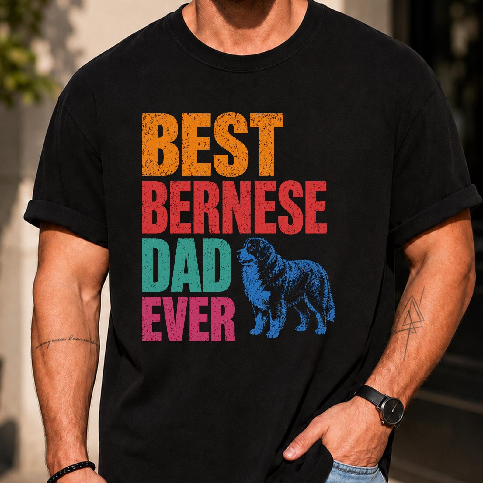 Best Bernese Dad Ever Shirt, Funny Bernese Mountain Dog Dad T-Shirt, Bernese Dog Owner Gift, Father’s Day Gift for Dog Lover 4XL