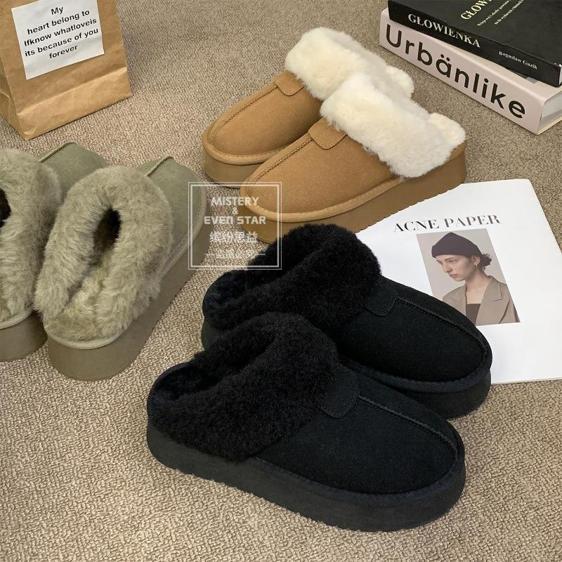 New Product Hot Sale Winter New Thick-soled Fluffy Bag Head Slippers Plush Snow Boots 1681