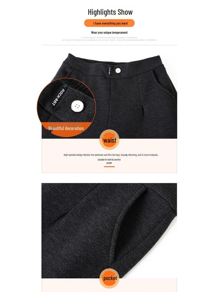 Plus Size Woolen Winter Pants for Women: Stylish, Thick, Warm Straight-Leg Trousers for Middle-Aged and Young Mothers