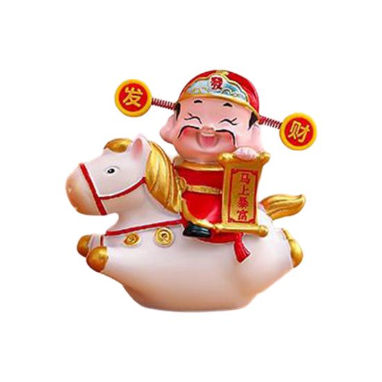 Čínské zvěrokruhové koňské sošky Rok koně Roztomilá otočná figurka koně Pryskyřice Šťastná Feng Shui ozdoba pro domácnost, kancelář, obchod Stolní dekorace