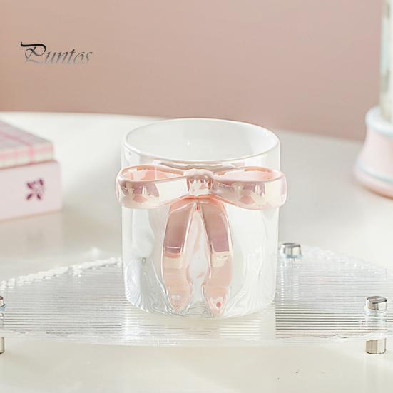 Keramický šálek na kávu se stuhou držadlo 11,8 oz elegantní růžový design s mašlí Dárek na pití pro ženy k narozeninám