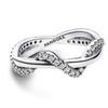Pandora Sparkling Intertwined Wave Ring 193098c01