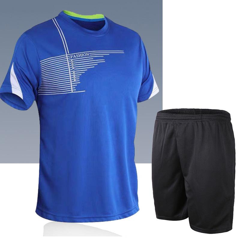 Men's 2025 New Quick Short Sleeve Shorts Set for Men's Leisure Sports Running Fitness T-shirt Shorts Set for Quick Drying