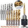 6Pcs HSS Screw Thread Metric Tap Drill Bits Titanium Plated Hex Shank M3 M4 M5 M6 M8 M10 for Hand Tools Screw Machine