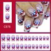Independence Day Press on Nail French Tips Fake Nail 4th of July Patriotic False Nail Full Cover Design Acrylic Nail