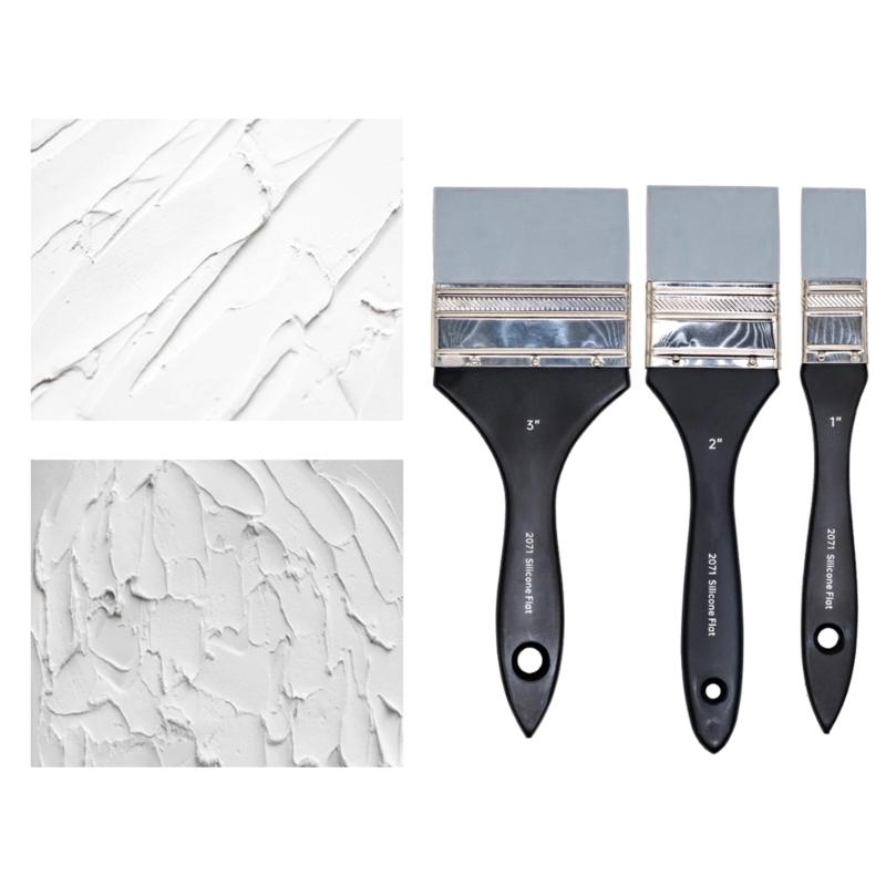 Painting Brush Flat Tip Silicone Paint Brush Multifunctional Artist Painting Tool for Oil Acrylic Watercolor Paint