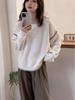 Korean Patchwork Color Block Wool Knit Sweater - Winter Loose Fit Pullover