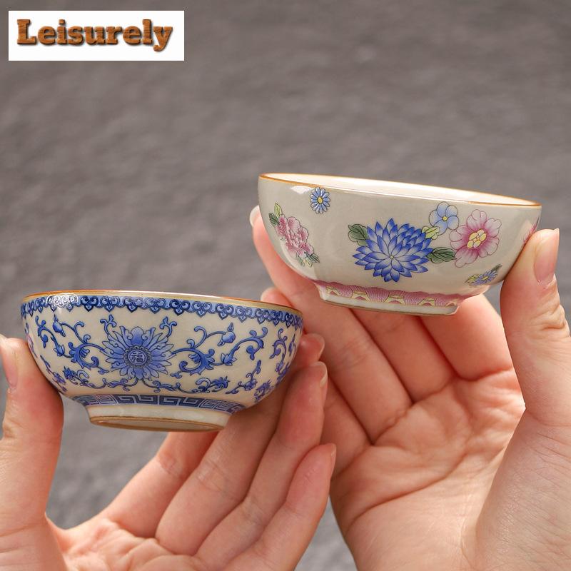60ml Retro Ru Kiln Ceramic Tea Cup Open Cicada Ceramic Master Cup Puer Tea Bowl Meditation Cup Chazhan Kung Fu Tea Drinkware