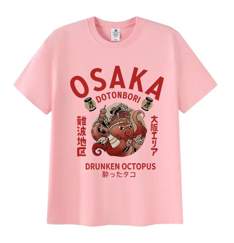 Vintage Osaka Dotonbori Funny Graphic TShirt 90s Japanese Drunken Octopus Harajuku Tshirts Men Women Cotton T Shirt