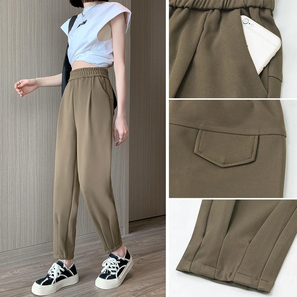 Elastic Waist Harem Pants for Women In Spring and Summer New Loose Slim Daddy Carrot Pants Small High-waisted Casual Pants