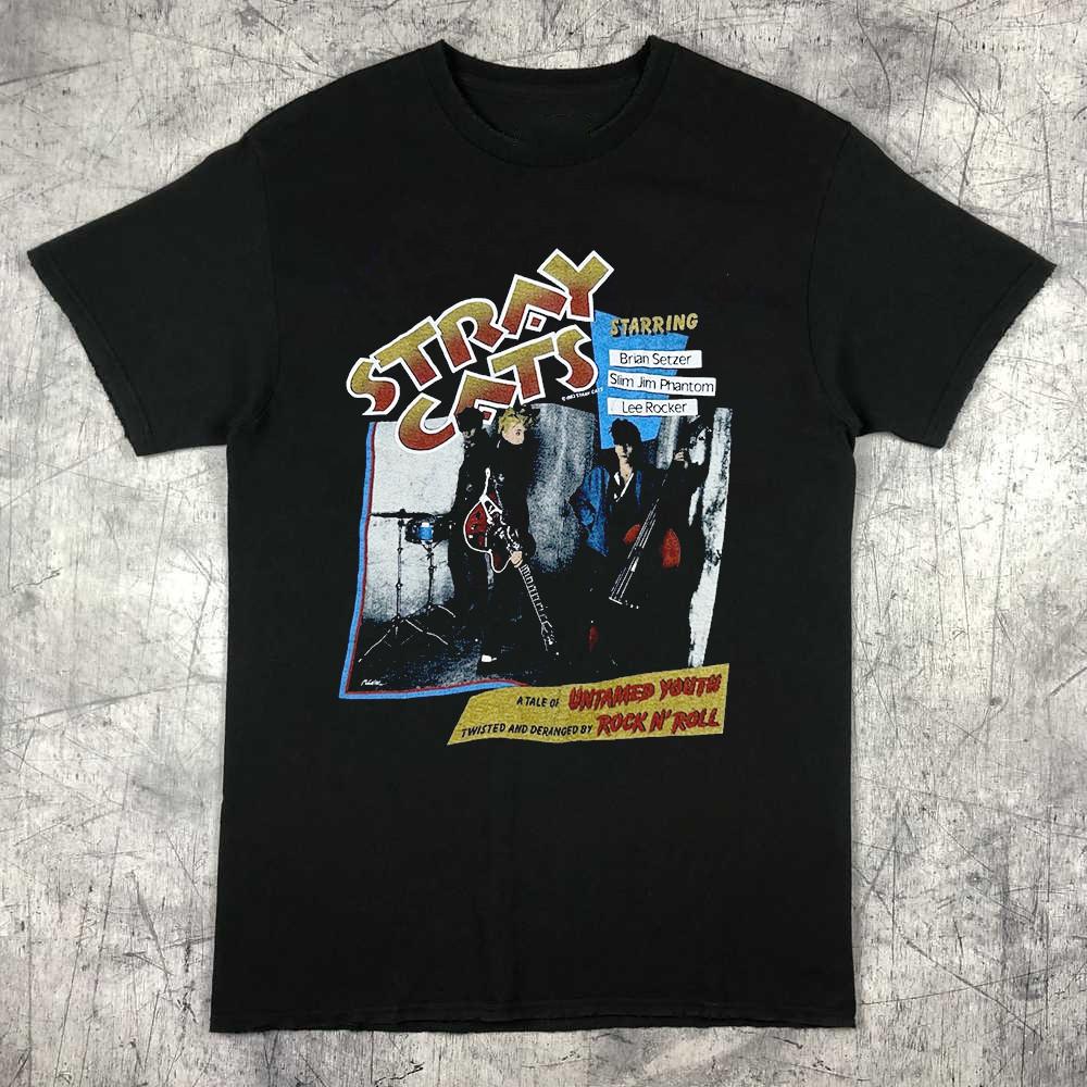 Винтажная футболка Stray Cats Rock Размеры от S до 5XL Унисекс футболка XXXXL