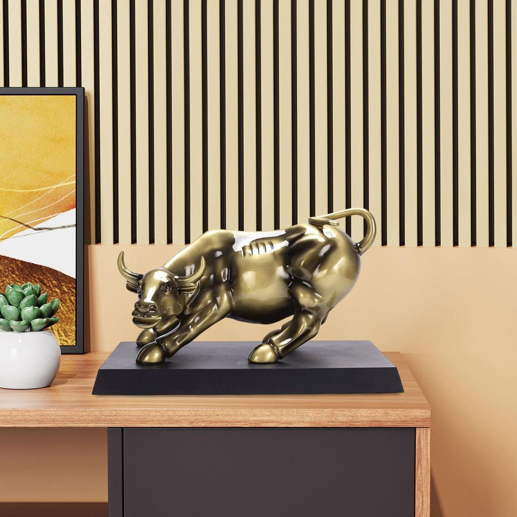 Bull Sculpture Modern with Base for Office Decoration Home Decor Room 40cmx23cmx26cm