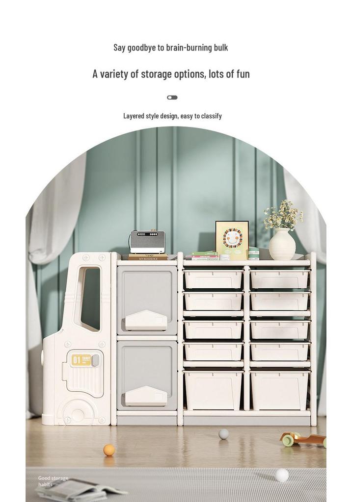Children's Toy & Book Storage Rack - Plastic Organizer for Building Blocks, Small Cars, Sundries