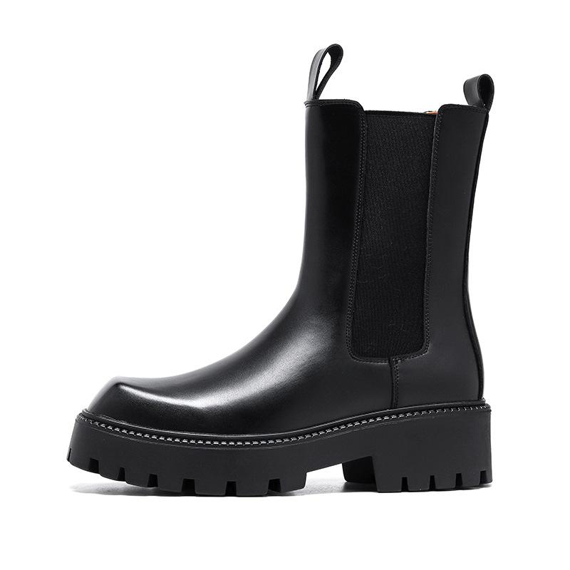 

Осенние молодежные ботинки Martin 2023 года с квадратным носком и средним каблуком, круглым носком, толстой подошвой, высоким голенищем и средней высотой 38 чёрный