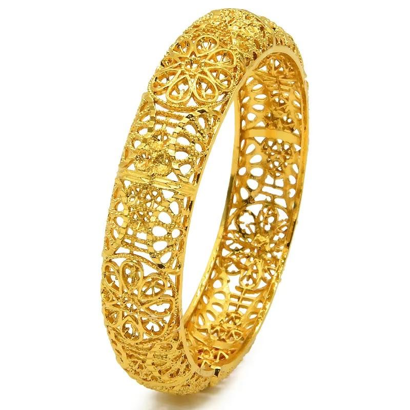 Luxus Dubai Brautarmreifen Geschenk 24K Gold Plated Indische Afrikanische Armbänder Charm Hochzeit Nigerianische Arabische Hand Schmuck für Frauen