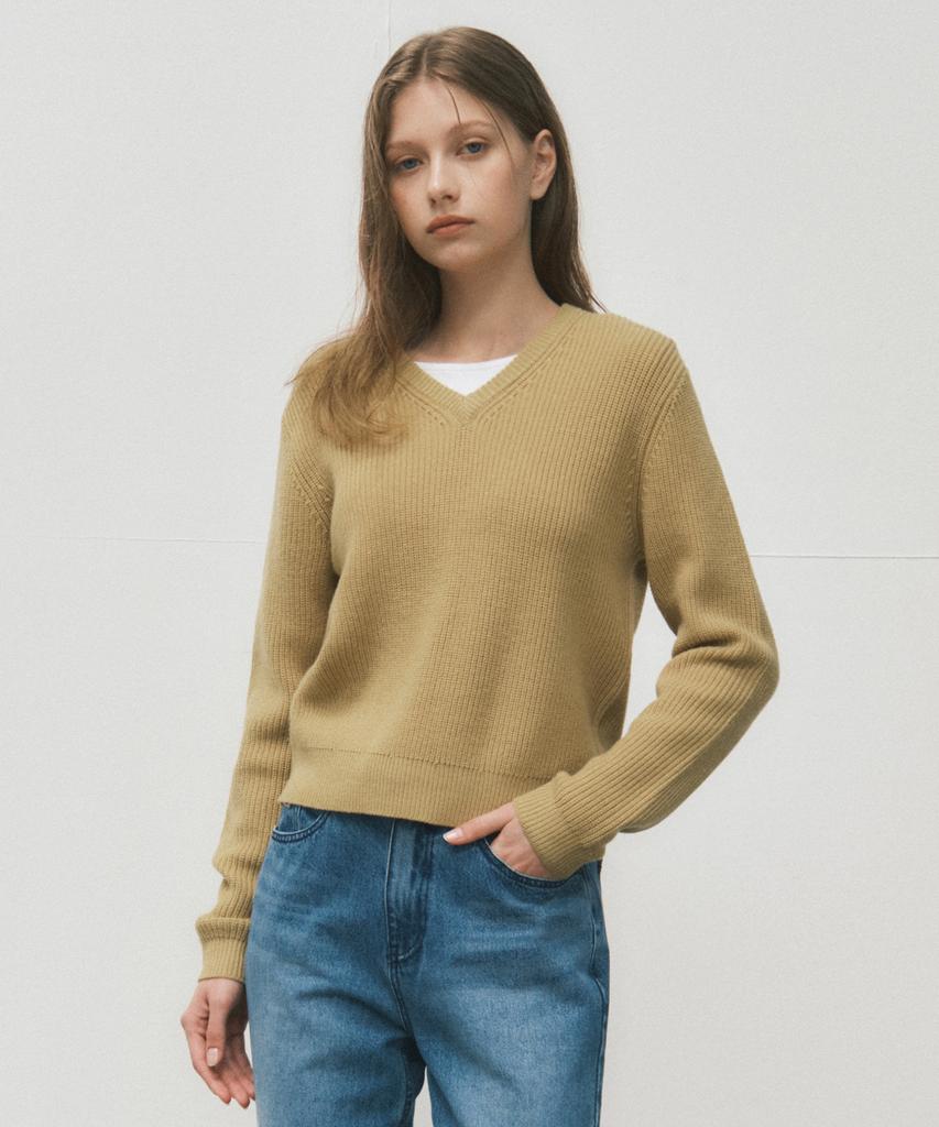 Wednesday Oasis For Woman Blooming Hazzi V-Neck Knit_Mustard(Wc25-Kn52)