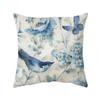 Blue flower and bird printed polyester square cushion cover for home living room sofa office decoration waist cushion pillowcase