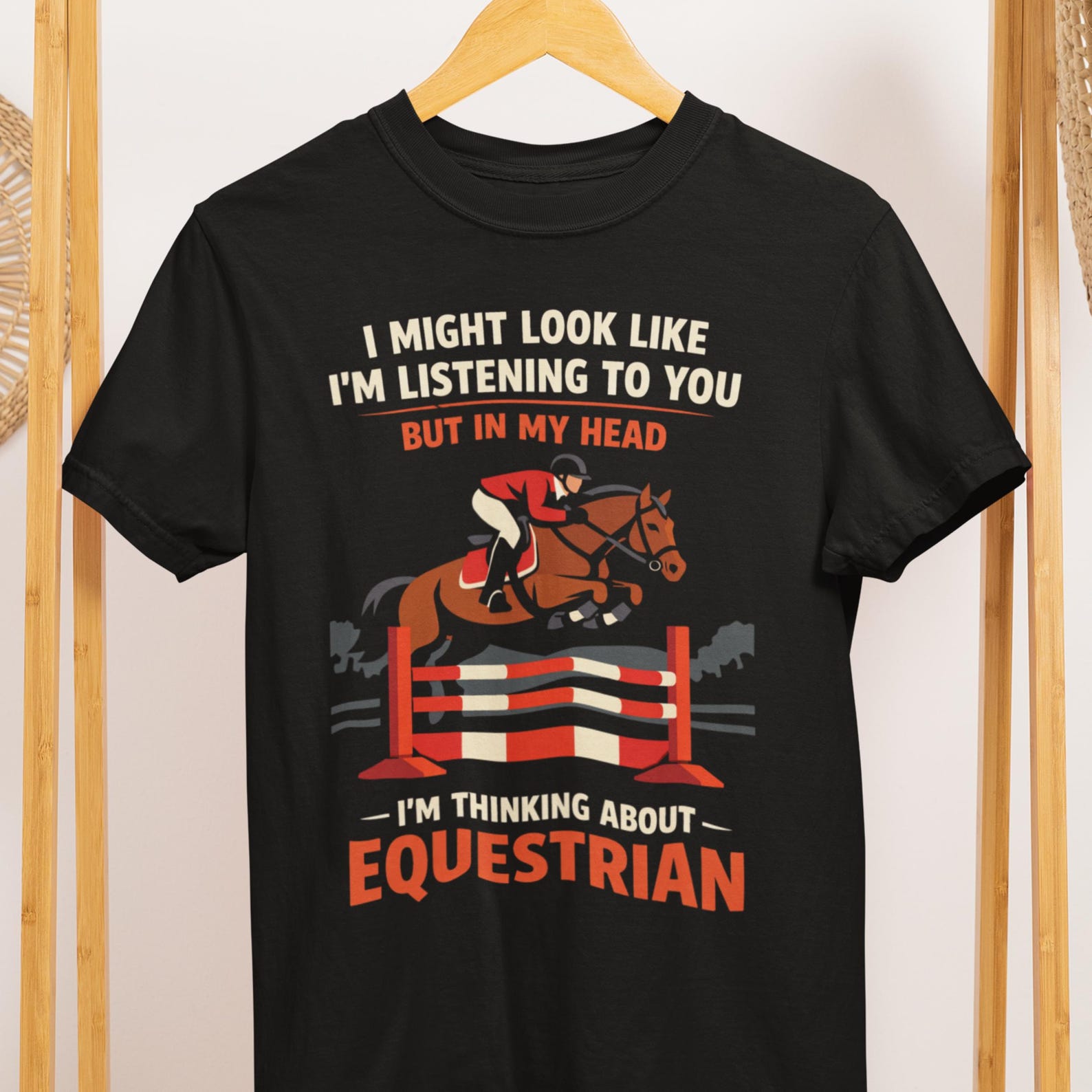 Equestrian T-Shirt Horse Jumping Rider Tee Funny Horse Lover Gift L