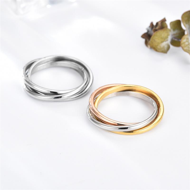 Couple Europeanamerican Stainless Geometric Steel Ring Three Lives Three Worlds Design