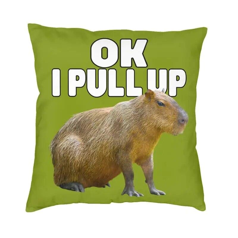 Capybara Try Eating Cushion Cover Nordic Pillow  for Car Sofa Printed