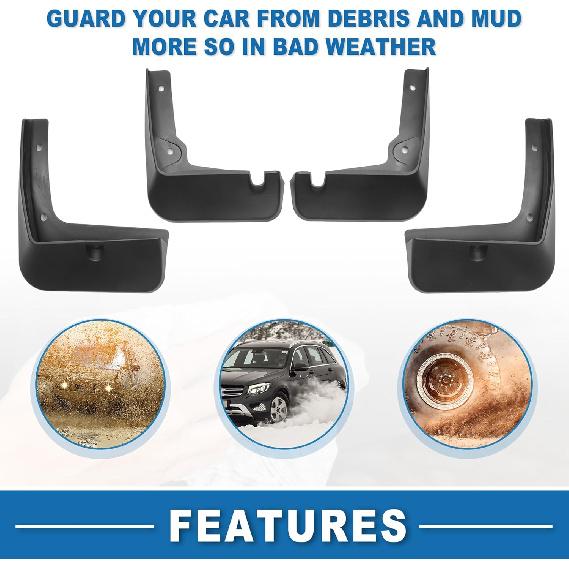 Mud Flap Splash Guard with Mount Accessories Front & Rear Side Mud Guard for Hyundai Elantra 2017-2019 (Set of 4)