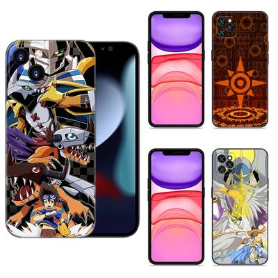 Etui na telefon Digital Monster Digimon dla Apple iPhone 12 13 Mini 11 14 15 Pro Max 7 8 Plus X XR XS SE 2020 Czarne Silikonowe Etui