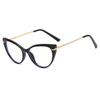 Hot-selling women's large frame cat eye transparent glasses frame retro European and American two-color tr anti-blue flat mirror