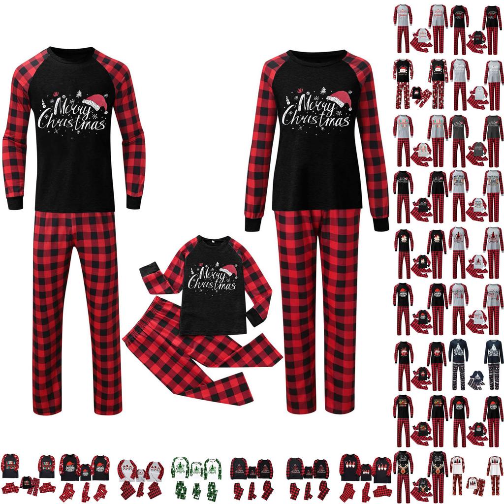 Christmas Prints Family Matching Long Sleeve Tops+Pants Set Family Matching Sets