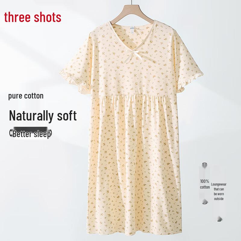 ThreeGun Women s 100% Cotton Short-Sleeve Loungewear Dress M