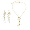 Unique Flower Fringe Necklace Elegant Bell Orchids Preal Leaf Charm Choker Dangle Earring Jewelry Gift Party Ornament