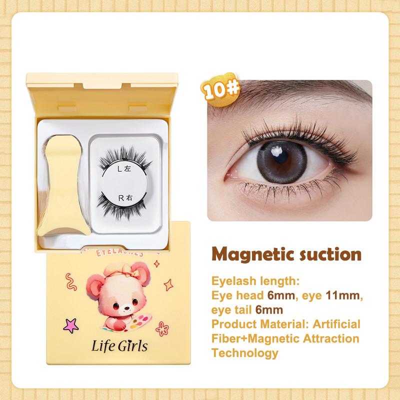 Magnetic Eyelashes Set 1 Pair Reusable No Glue Needed False Eyelashes With Magnetic Tweezers Curly Faux Lashes Makeup Tool