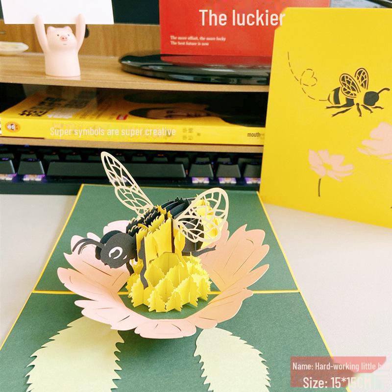 INS Style 3D Birthday & Teacher's Day Card: Creative DIY Paper Sculpture Gift for Chinese Valentine's Day