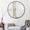 Round Wall Mirror, Bathroom Mirror, Aluminum Frame, Vanity Mirror, Entryway, Bathroom, Toilet (Black, 40cm Diameter)