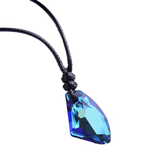 Fashion Men Women Faux Crystal Pendant Adjustable Rope Necklace Jewelry Gift