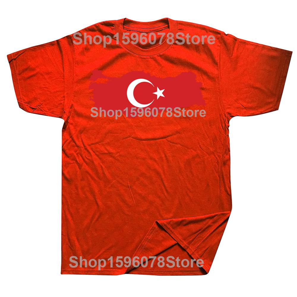 Lustige Türkei Türkische Türkei Flagge Grafik T-Shirts Herren Damenmode Freizeit T-Shirt 100% Baumwolle Locker Übergroßes T-Shirt
