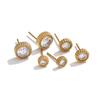 Yhpup Stainless Steel Cubic Zirconia Round Stud Earrings for Women Daily Versatile Delicate Charming Jewelry Anti Allergic Gift