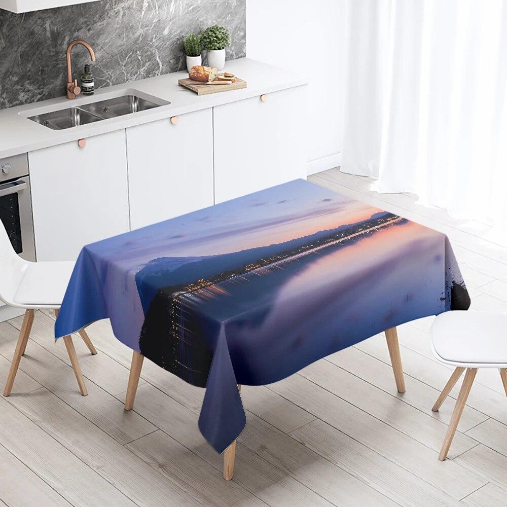 Natural Scenery Tablecloth Outdoor Camping  Anti-fouling Waterproof Rectangular  Home Table Decoration