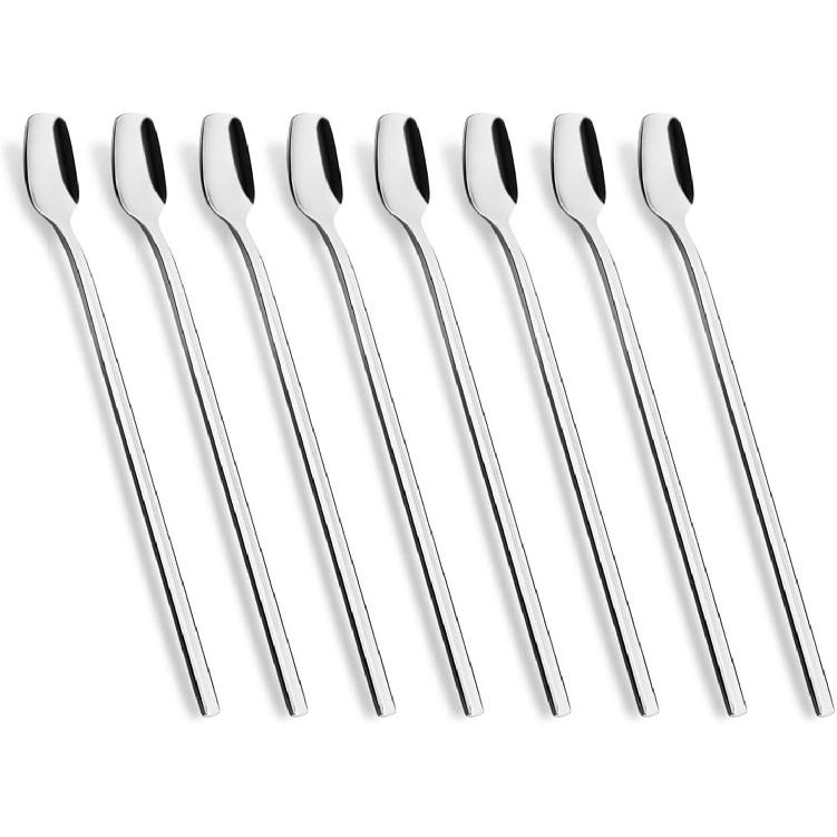 4-Piece 8-Inch Long Handle Coffee Spoons, Coffee Stirrers, Iced Tea spoon,Ice Cream Spoon, Cocktail Stirrers, Premium 18/10 Stainless Steel Cocktail