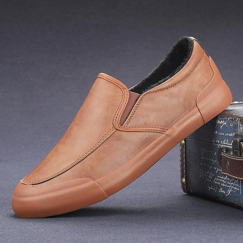 Flash step men's shoes cotton shoes men's casual leather shoes Korean version trend low-top board shoes autumn and winter shoes 9101 9153