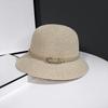 Brim UV Protection Caps Outdoor Straw Hats PU Leather Belt Summer Bucket Hats Women Sunscreen Hats