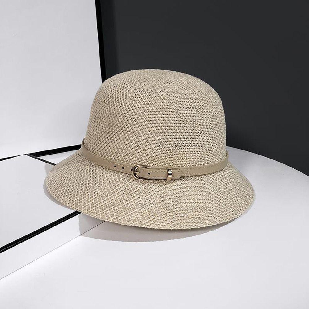 Hats UV Protection Caps Outdoor Straw Hats PU Leather Belt Women Sunscreen Hats Summer Bucket Hats
