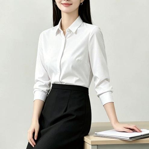 Shirt Women's Long Sleeve Occupational Commuter Interview Non-ironing Women's Shirt Work Clothing Wholesale Embroidery Logo Professional Clothing