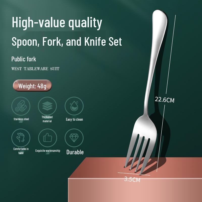 1010 Stainless Steel Western Cutlery Set: Knife, Fork, Spoon, Dessert & Coffee Spoon, Steak Knife.