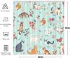 Funny Cat Shower Curtain, Black Cute Cat Flower Plant Bathroom Decor Shower Curtain, Colorful Cute Kitty Floral Animals Kids