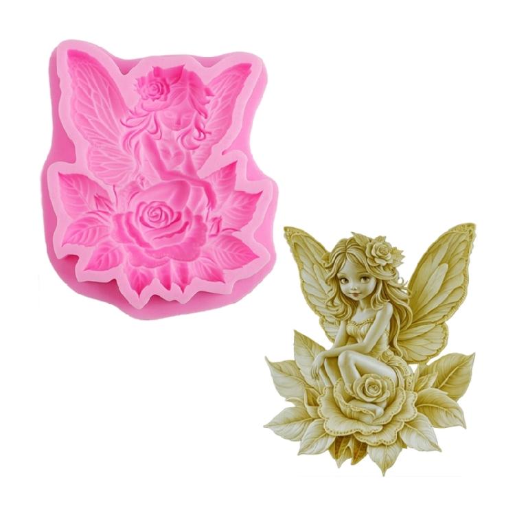 Silicone Rose Butterfly Fairies Fondant Mold Easy Demolding Ideal for Family Crafts Baking Projects and Decorative Art