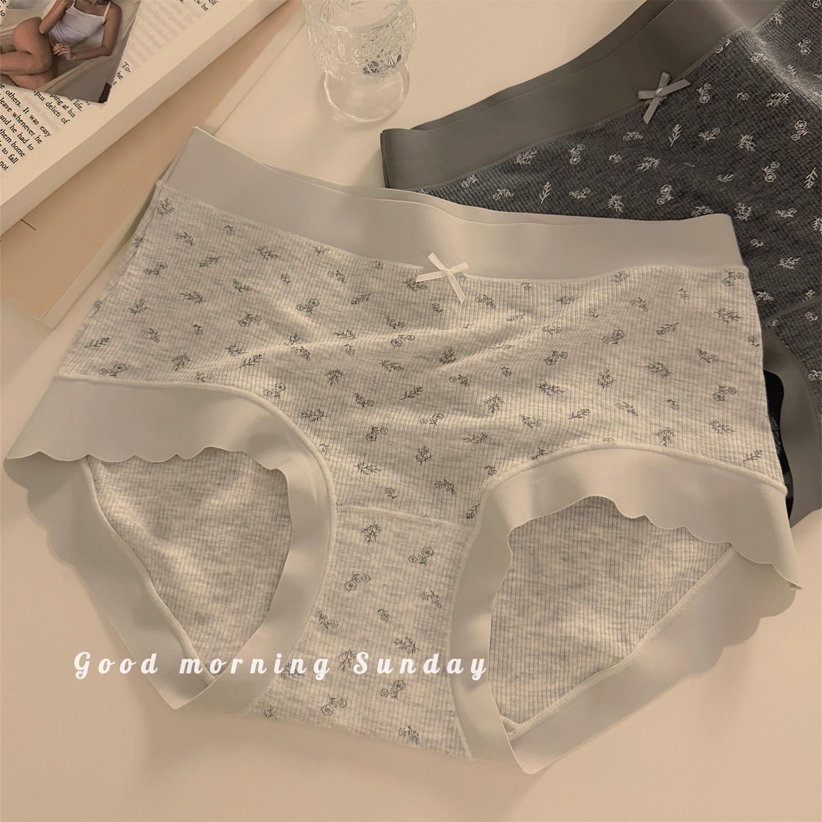 

Ladies Spring and Autumn New Simple Pure Cotton Antibacterial No Trace Middle Waist Briefs XL сірий