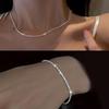 Sparkling Gypsophila Necklace & Bracelet Set: Italian Simple Shiny Plain Chain, Stackable Design