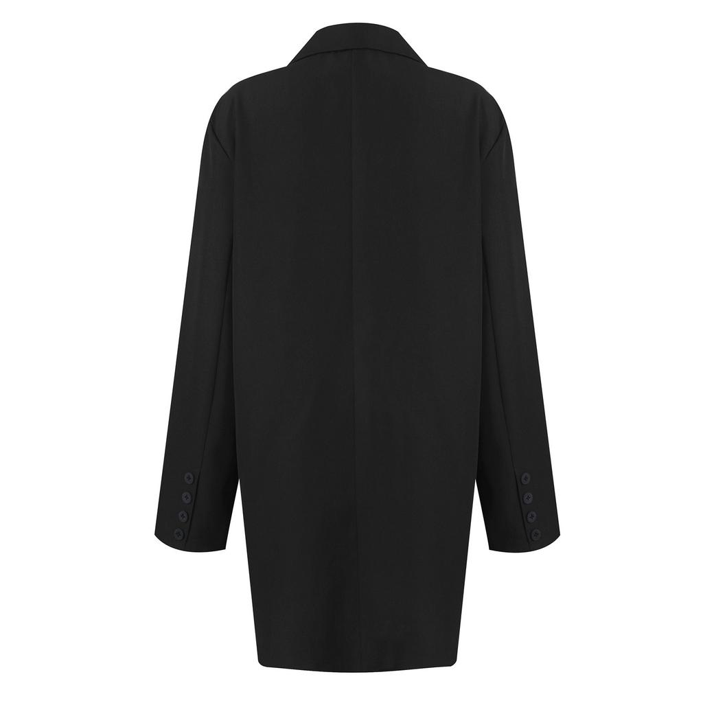 Women's Pocket Regular Windbreaker Medium Long Breasted Solid Color Windbreaker Coat